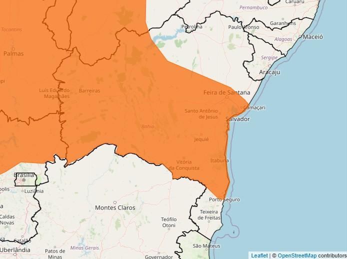 INMET emite alerta de perigo para chuvas intensas na Bahia e outros estados