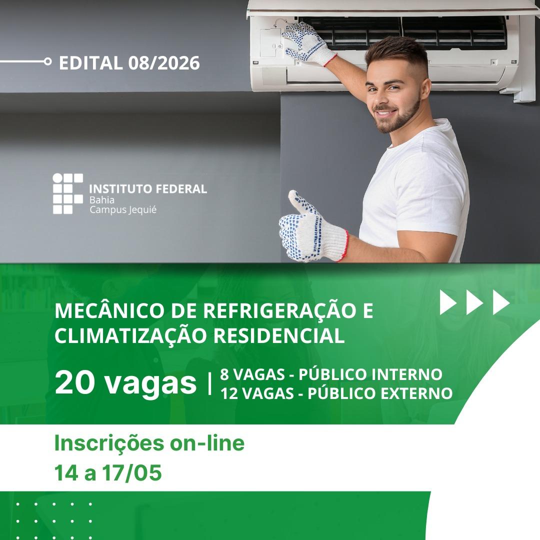 IFBA Jequié abre inscrições para curso gratuito de Refrigeração e Climatização Residencial